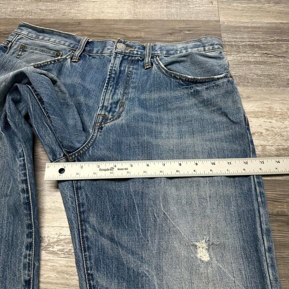 American Eagle Mid Wash Faded Blue Mens 32x32 Relaxed Fit Straight Denim Jeans - Picture 10 of 13